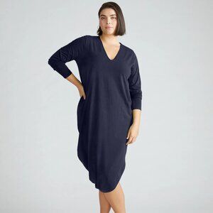 Universal Standard Iconic Long Sleeve V-Neck Geneva Dress - Navy M (18-20)
